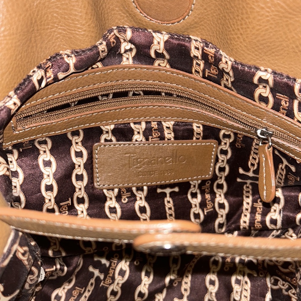TIGNANELLO-GOLDEN BROWN ALL LEATHER/WITH SILVERTONE BUCKLES & NAME TOGGLE - Picture 10 of 10